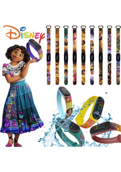 Encanto Disney Charm Elektronik Saat Karikatür Dijital Elektronik Su Geçirmez LED Bilezik Bileklik Çocuklar Noel Hediyesi Oyuncak Saat (Yurt Dışından)