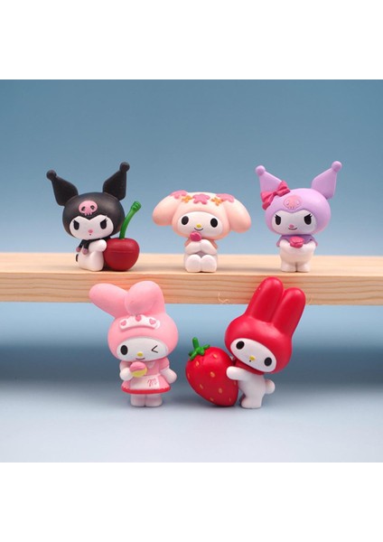 Meyve Serisi My Melody Kuromi Anime Figürleri 5 Sevimli Bebek Japon Pembe Yaylar Pvc Malzemeler Diy Aksesuarları Hediyeler Oyuncaklar (Yurt Dışından)