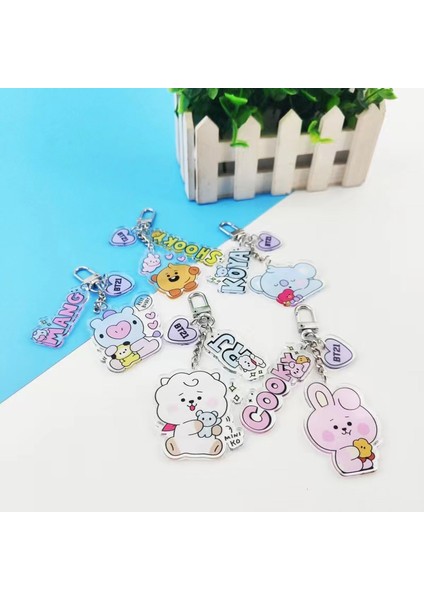 BT21 Hayranları Oyuncak Karikatür Serisi Şeffaf Anahtarlık Kawaii Çanta Kolye Cep Telefonu Süs Aksesuarları Kızın Kalp Çocuk Hediyeler (Yurt Dışından)