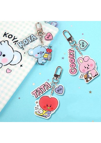 BT21 Hayranları Oyuncak Karikatür Serisi Şeffaf Anahtarlık Kawaii Çanta Kolye Cep Telefonu Süs Aksesuarları Kızın Kalp Çocuk Hediyeler (Yurt Dışından) fiyatları