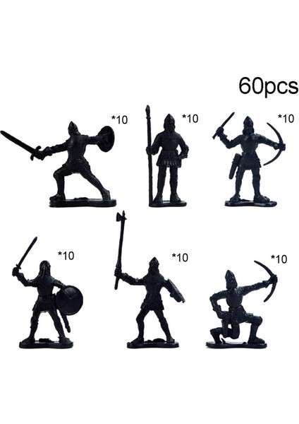 60 Adet/takım Mini Warriors Antik Asker Figürleri Statik Model Çocuk Biblo (Yurt Dışından)