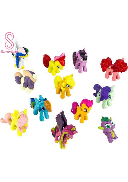 12 Adet/takım My Little Pony Aksiyon Figürü Pvc Model El Sanatları Oyuncak Masa Araba Dekor (Yurt Dışından)