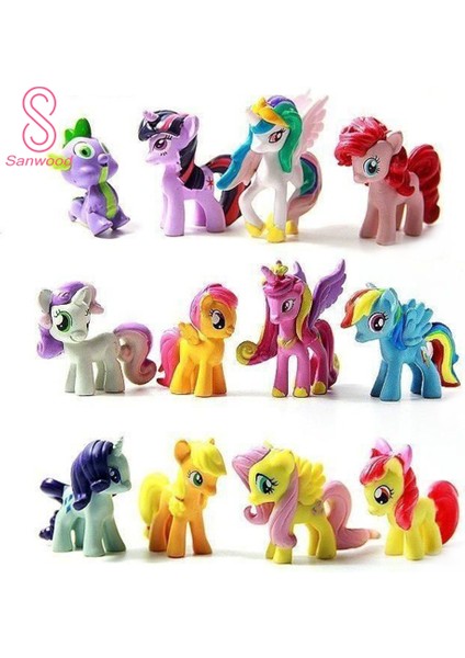 12 Adet/takım My Little Pony Aksiyon Figürü Pvc Model El Sanatları Oyuncak Masa Araba Dekor (Yurt Dışından)