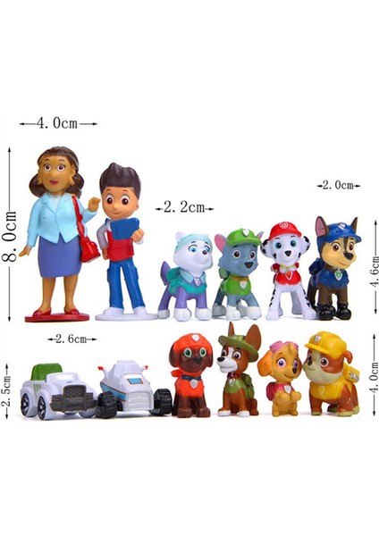 12 Adet Paw Patrol Canina 4-10 cm Anime Figürü Aksiyon Figürleri Köpek Pat Patrouille Araba Oyuncak Devriye Köpek Oyuncaklar Çocuklar Için Oyuncak (Yurt Dışından)