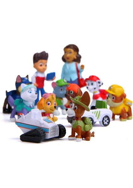 12 Adet Paw Patrol Canina 4-10 cm Anime Figürü Aksiyon Figürleri Köpek Pat Patrouille Araba Oyuncak Devriye Köpek Oyuncaklar Çocuklar Için Oyuncak (Yurt Dışından)