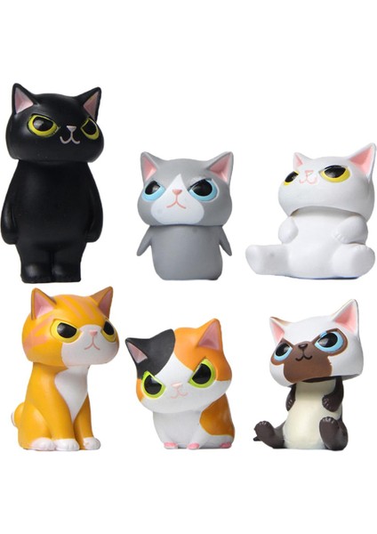 6 Adet Hayvan Figürü Yaratıcı Koleksiyon Pvc Sevimli Kedi Modeli Hayvan Figürü Hobi Koleksiyonu Için (Yurt Dışından)