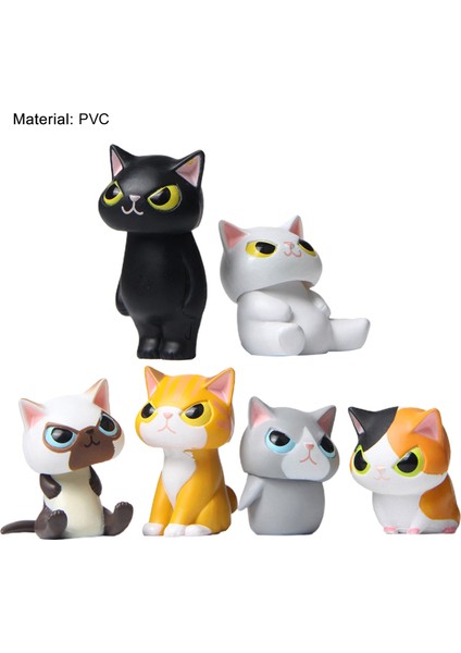 6 Adet Hayvan Figürü Yaratıcı Koleksiyon Pvc Sevimli Kedi Modeli Hayvan Figürü Hobi Koleksiyonu Için (Yurt Dışından)
