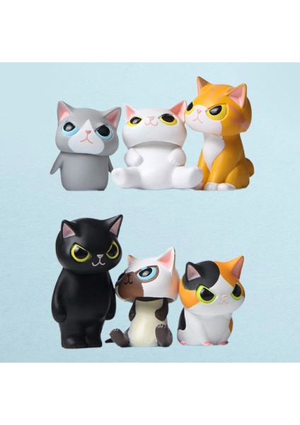 6 Adet Hayvan Figürü Yaratıcı Koleksiyon Pvc Sevimli Kedi Modeli Hayvan Figürü Hobi Koleksiyonu Için (Yurt Dışından)