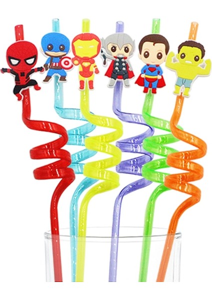 10 Adet Marvel Anime Figürü Kawaii Örümcek Adam Thor Yeniden Kullanılabilir Saman Doğum Günü Cadılar Bayramı Noel Partisi Dekoru Tatil Hediye Parti Malzemeleri (Yurt Dışından)