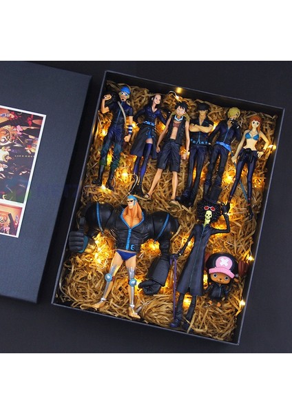 9 Adet Tek Parça Anime Siyah Elbise Tiyatro Versiyonu Luffy Zoro Sanji Francine Nami Pvc Bebek Eylem Dekorasyon Oyuncak Hediye (Yurt Dışından)