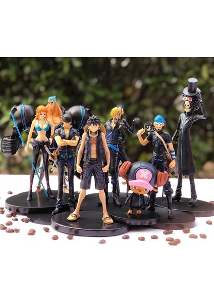 9 Adet Tek Parça Anime Siyah Elbise Tiyatro Versiyonu Luffy Zoro Sanji Francine Nami Pvc Bebek Eylem Dekorasyon Oyuncak Hediye (Yurt Dışından)