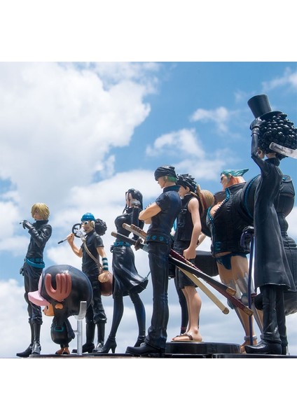 9 Adet Tek Parça Anime Siyah Elbise Tiyatro Versiyonu Luffy Zoro Sanji Francine Nami Pvc Bebek Eylem Dekorasyon Oyuncak Hediye (Yurt Dışından)