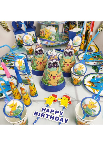 Pokemon Çocuk Doğum Günü Partisi Dekorasyon Pikachu Folyo Balonlar Tek Kullanımlık Sofra Seti Plaka Peçete Çocuklar Için Parti Malzemeleri (Yurt Dışından) modelleri