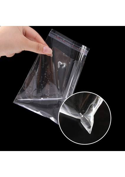 Şeffaf Bantlı 10X20 cm Parlak Jelatin Poşet 100 Adet Şeffaf Poşeti