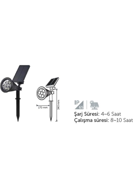 Solar (Güneş Enerjili) Çim Armatür 130LM 9W
