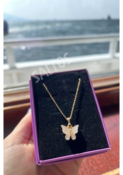 Beyaz Kelebekli Gold Kolye Küpe Doğum Günü Hediyesi Sevgiliye Kelebek Kadın Gold Kolye Küpe Hediyesi indirimleri
