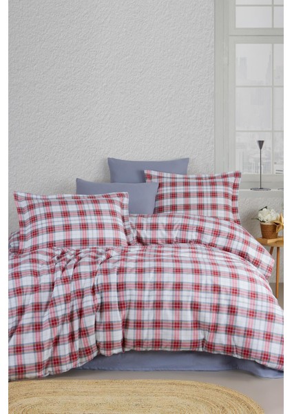 Flanel Çift Kişilik Nevresim Takımı Cozy Kırmızı