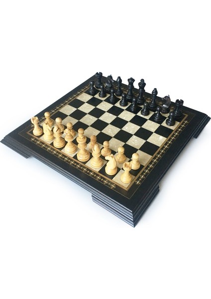 Maf Ahşap Koyu Satranç Seti 42 cm