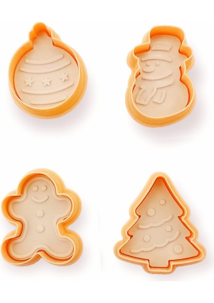 Yılbaşı Şekilli Adam Çam Ağacı Basmalı Kurabiye Kalıbı Gingerbread Man Desenli Şeker Hamuru Kesici Aparat Yeni Yıl