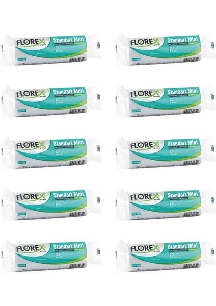 Florex - Mini Çöp Torbası Mini 44X45 Beyaz Rulo 40 Yaprak ÇT524 - 10 Rulo