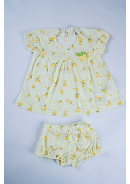 Miniko Kids Bebiço Elma Desenli Elbise Slip Takım