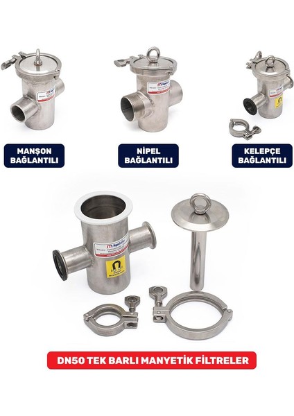 Manyetik Filtre - DN50 Giriş Çıkışlı, Rakor Bağlantılı, Paslanmaz ve Sızdırmaz, Gıdaya Uygun, Sertifikalı, Yerli Üretim indirimleri