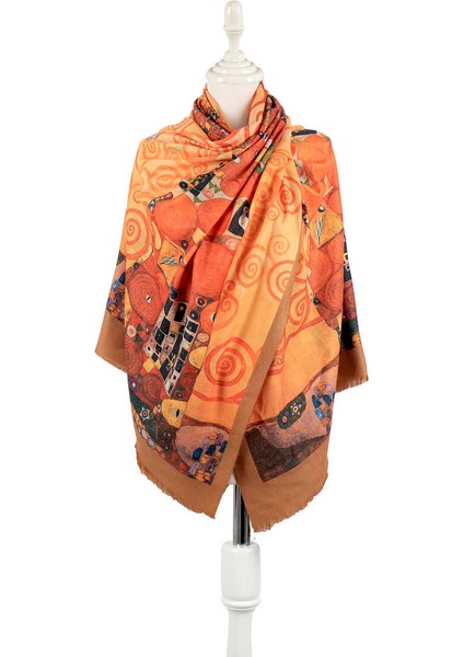 Sarı Hayat Ağacı Desen Kışlık Şal