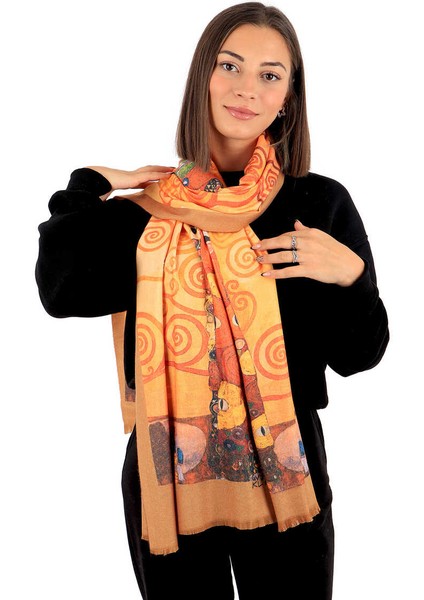 Sarı Hayat Ağacı Desen Kışlık Şal fiyatları