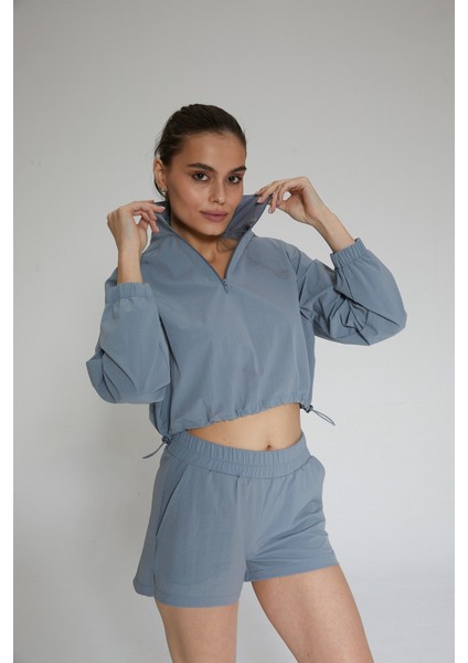 Mavi Kadın Dik Yaka Crop Sweatshirt - Regla