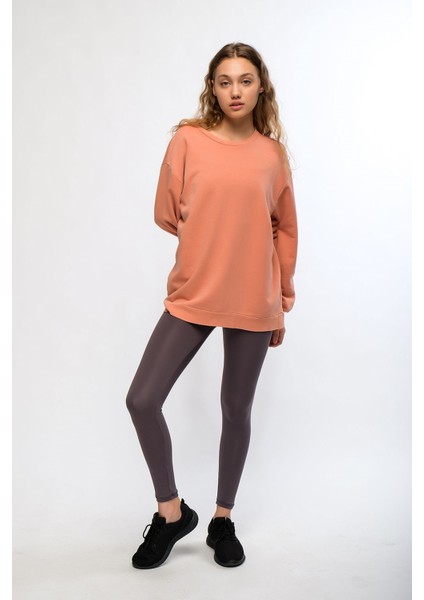 Turuncu Kadın Mineral Boyalı Organik Pamuklu Oversize Sweatshirt - Paula