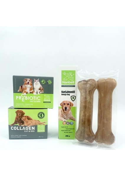 Köpekler Için Omega Destek Seti + 22 cm 2'li Naturel Kemik