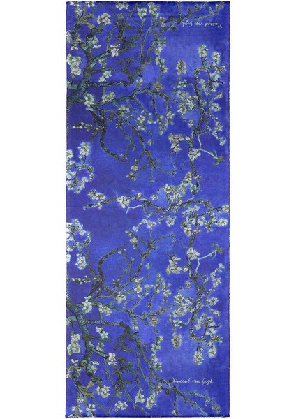 Mavi Badem Çiçeği Desen Kışlık Şal fırsatları