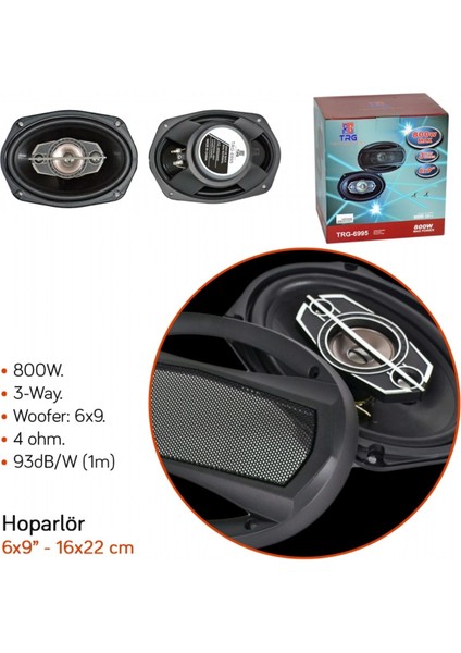 Hoparlör Oval 16X22 cm - 6x9 Inç 800W TRG-6995 fiyatları