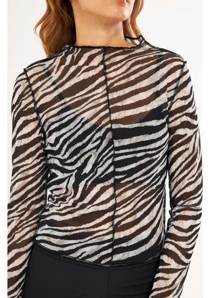 Yeşil Kadın Tüllü Crop Bluz - Nules fiyatları