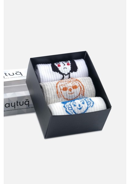 Kadın Pamuklu 3 Çift Özel Kutulu Çok Renkli Soket Çorap - 41085-1 fiyatları