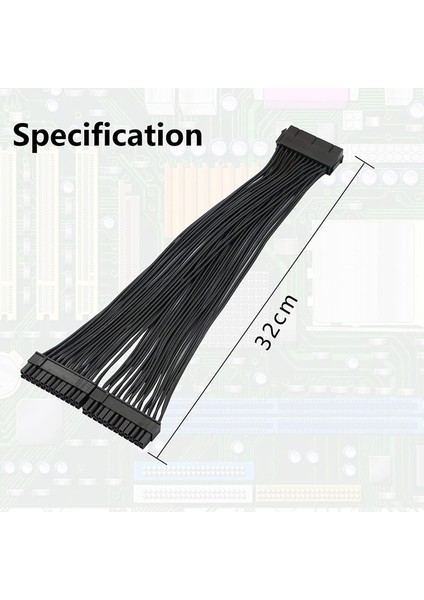 Çift Psu Güç Kaynağı 24-Pin Atx Anakart Splitter Kablosu, Atx Anakart Uzatma Kablosu Için 24PIN(20+4) (Yurt Dışından)
