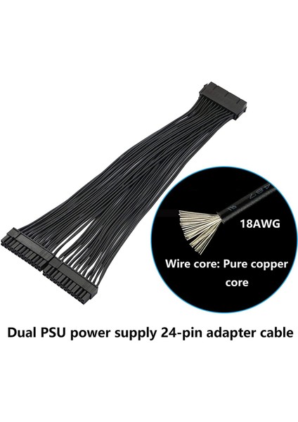 Çift Psu Güç Kaynağı 24-Pin Atx Anakart Splitter Kablosu, Atx Anakart Uzatma Kablosu Için 24PIN(20+4) (Yurt Dışından)