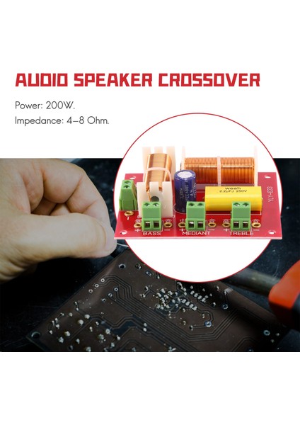Adet 200W 3 Yollu Ses Hoparlör Crossover Tiz + Orta Kademe + Bas Crossover Hoparlörler Filtre Frekans Bölücü (Yurt Dışından)