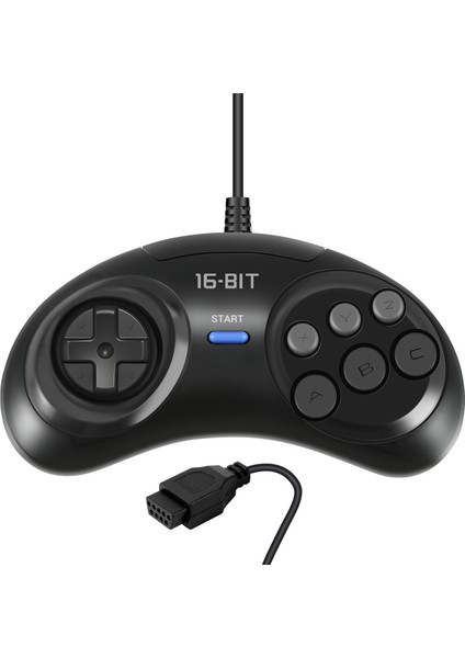 2 Adet Oyun Denetleyicisi Için 16 Bit Kolu Denetleyicisi 6 Düğme Gamepad Oyun Aksesuarları Siyah (Yurt Dışından)