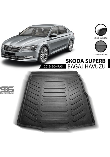 Skoda Super B Bagaj Havuzu 2015 Sonrası Havuzlu Bagaj Paspası