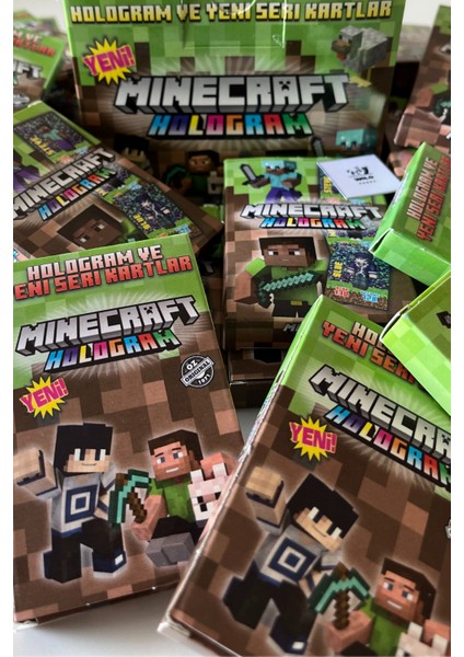 Minecraft Yeni Koleksiyon Hologram Hediyeli Oyun Kartı 10 Paket 100 Adet Kart modelleri