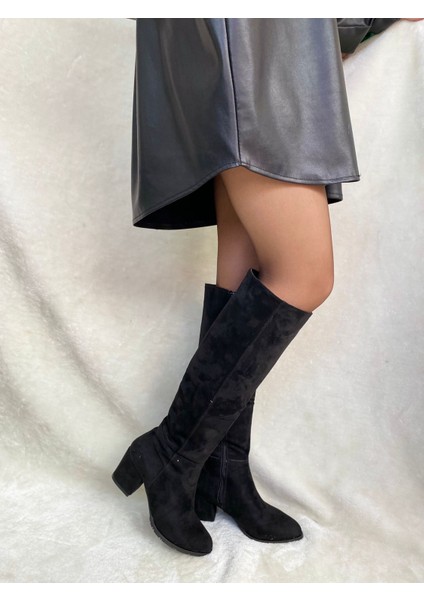 Çiğdem Siyah Gerçek Süet Deri Sivri Burun Uzun Çizme (Ç4) - Siyah - 38 - ST01475-SİYAH-38 modelleri