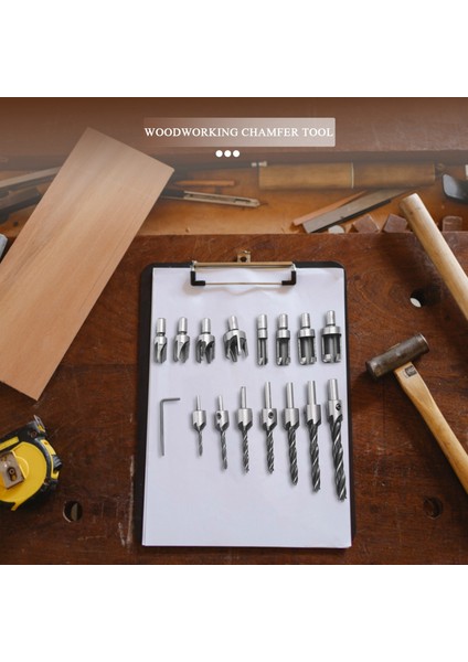 8 Parça Hss Konik Pençe Tipi Ahşap Fiş Kesici Matkap Uçları 5/8 Inç 1/2 Inç 3/8 Inç 1/4 Inç + 7 Parça Havşa Matkap Uçları Seti, Yüksek Hız Çelik Matkap Uçları Vida Pah Aracı (Yurt Dışından)