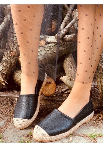Kadın Yazlık Siyah Espadril Çok Şık Günlük Babet modelleri