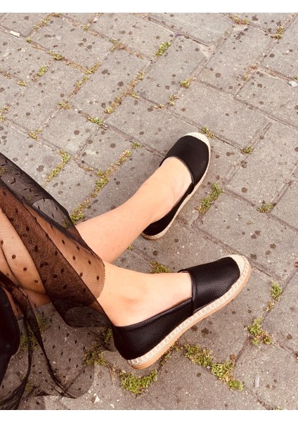 Kadın Yazlık Siyah Espadril Çok Şık Günlük Babet fırsatları