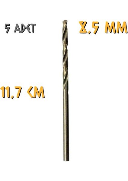 Kupa Tyson Metal Ahşap Delici Hss Matkap Ucu 8.5 Mm. - 5 Adet