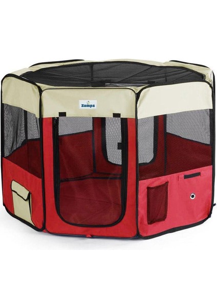 Pet Park Oyun Alanı Krem-Kırmızı 96X96X61