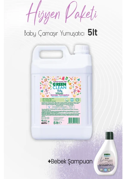 Green Clean Baby Bitkisel Çamaşır Yumuşatıcı Lavanta 5 Lt ve Şampuan 275 ml