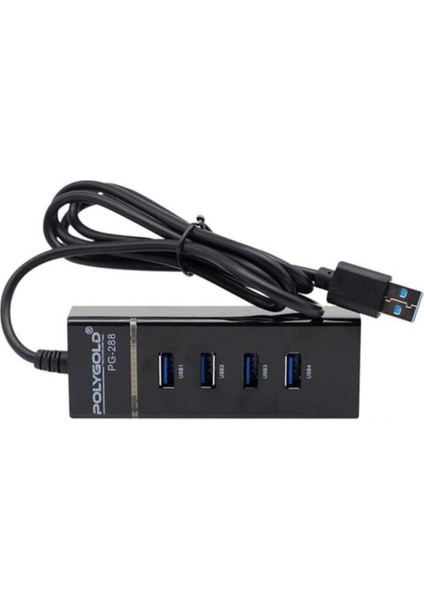 USB 3.0 Çoklayıcı 4 Port 1.2 Metre Kablo 2 Tb USB Hub PG-288 Siyah