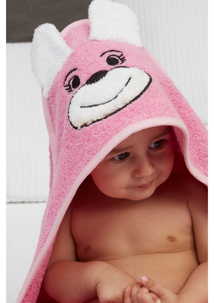Pupy Bear Pamuklu Kapşonlu Kız-erkek Yenidoğan Bebek Kundak Havlusu Nakış Işlemeli Pembe 100x100cm modelleri